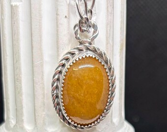 Honingstenen hanger in handgemaakt sterlingzilver | Unieke ambachtelijke ketting | Handgemaakte zilversmidsieraden