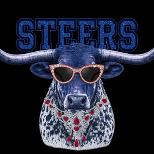 Steers Mascot PNG Digital File - Rhinestones & Rubies Edition