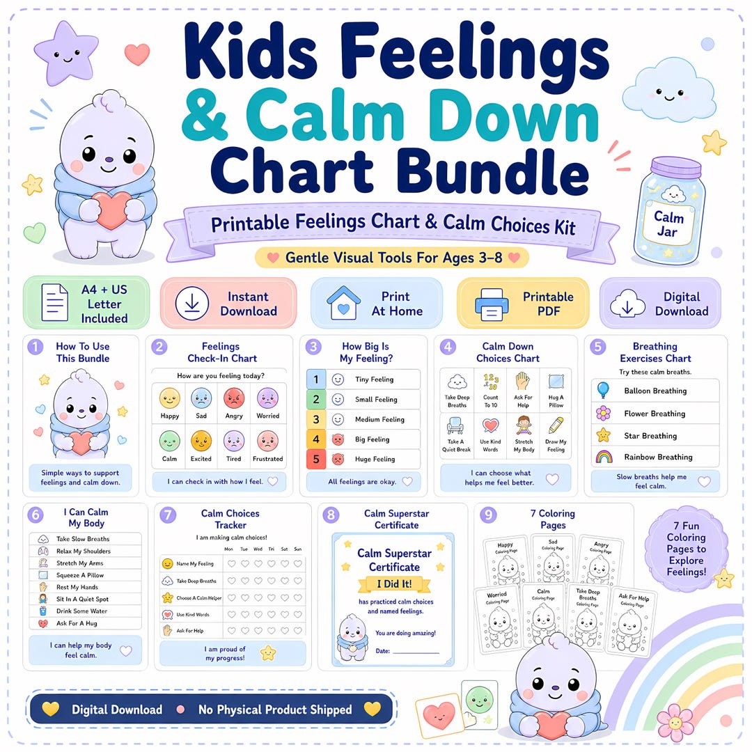 Kids Feelings & Calm Down Chart Bundle - Etsy