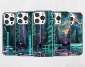 Futuristic Neon Marble Phone Case, Customizable TPU Gel Cover (iPhone, Samsung, Pixel)