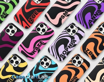 Customizable Phone Case, Personalized Initials Monogram Color Zebra Case for iPhone 17 16 15 14 13 12 Pro Max, Samsung S25 S24 S23 Ultra