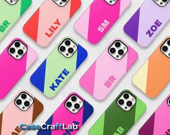 Customizable MagSafe Phone Case, Personalized Initials Monogram Color Case for iPhone 17 16 15 14 13 12 Pro Max, Samsung S25 S24 S23 Ultra