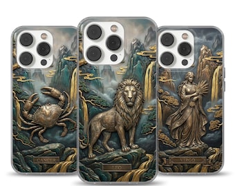 Zodiac Horoscope Celestial Phone Case, Personalized iPhone Cover, TPU Gel Case