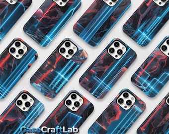 Personalized Marble TPU Phone Case (MagSafe), Blue Red Design
