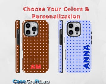 Customizable MagSafe Phone Case, Personalized Initials Monogram Dots Case for iPhone 17 16 15 14 13 12 Pro Max, Samsung S25 S24 S23 Ultra