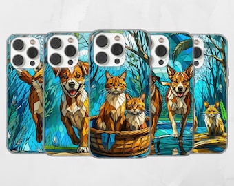 Stained Glass Animal Phone Case, Personalized TPU Gel Cover, iPhone Samsung Pixel Devices