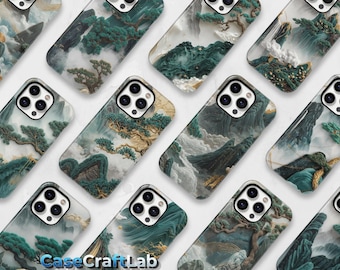 Japanese Phone Case Mountains Gold Waterfall cover fit - iPhone 17 Pro Max, 16, 15, 14, 13, Samsung S26, 25, 24, 23 Ultra, Pixel 10, 9, 8, 7