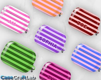 Personalized Monogram AirPod Pro Case Initial Name Airpods 4 Case Custom Retro Lines Stripes