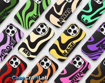 Customizable Phone Case, Personalized Initials Monogram Color Zebra More Case for iPhone 17 16 15 14 13 12 Pro Max Samsung S25 S24 S23 Ultra