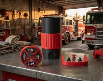 Bombero / Línea Roja Delgada / Archivo STL de enfriador de latas impreso en 3D / Soporte para latas delgadas de 12 oz /