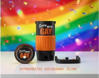 Orgullo / Gay / Enfriador de latas impreso en 3D (archivo STL) / Soporte para latas delgadas de 12 oz /