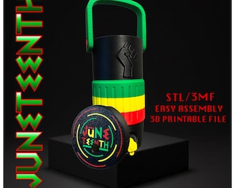 Juneteenth / Libertad / Archivo STL de enfriador de latas impreso en 3D / Soporte para latas delgadas de 12 oz /
