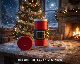 Papá Noel / Navidad / Archivo STL de enfriador de latas impreso en 3D / Soporte para latas delgadas de 12 oz /