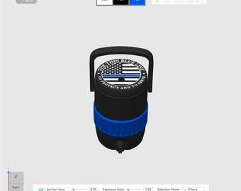 Línea Azul Delgada / POLICÍA / Enfriador de latas impreso en 3D Archivo STL 3MF / Soporte para latas de 12 oz /