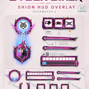 Thème Cyber Biker | Interface de jeu Overwatch transparente PNG | Shion et tous les héros |