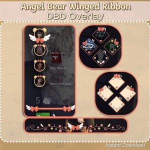 Ängelbjörn med bevingade band DBD HUD | 1080p Stream Overlay | Kawaii UI Overlay