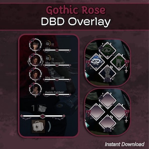 Gothic Rose DBD HUD | 1080p Stream Overlay | Black Rose UI Overlay