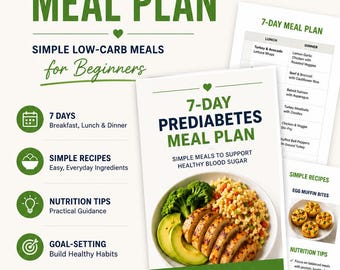7-Day Prediabetes Meal Plan: Simple Low-Carb Beginner Guide Digital