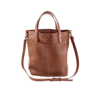 Leather tote bag with magnetic snap closure, full grain leather tote, crossbody tote, Handmade leather tote, leather laptop, leather diaper