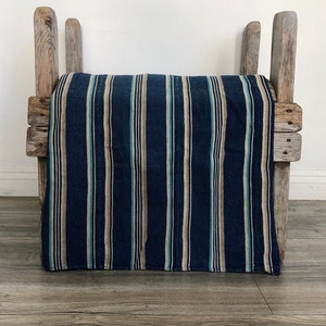 Vintage Afrikanische Indigo Schlammtuch Textil: Handbedruckte gestreifte Baumwolle