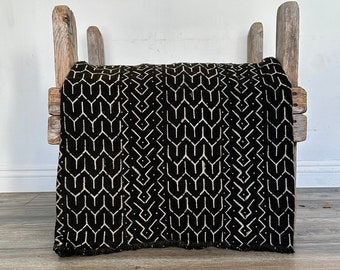 Handmade Black & White Mud Cloth - Geometric Print Fabric from Mali - African Mudcloth for Boho Style Textile - Unique Modern Print