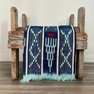 Tela africana Baule índigo Ikat vintage: arte bohemio con tela de barro