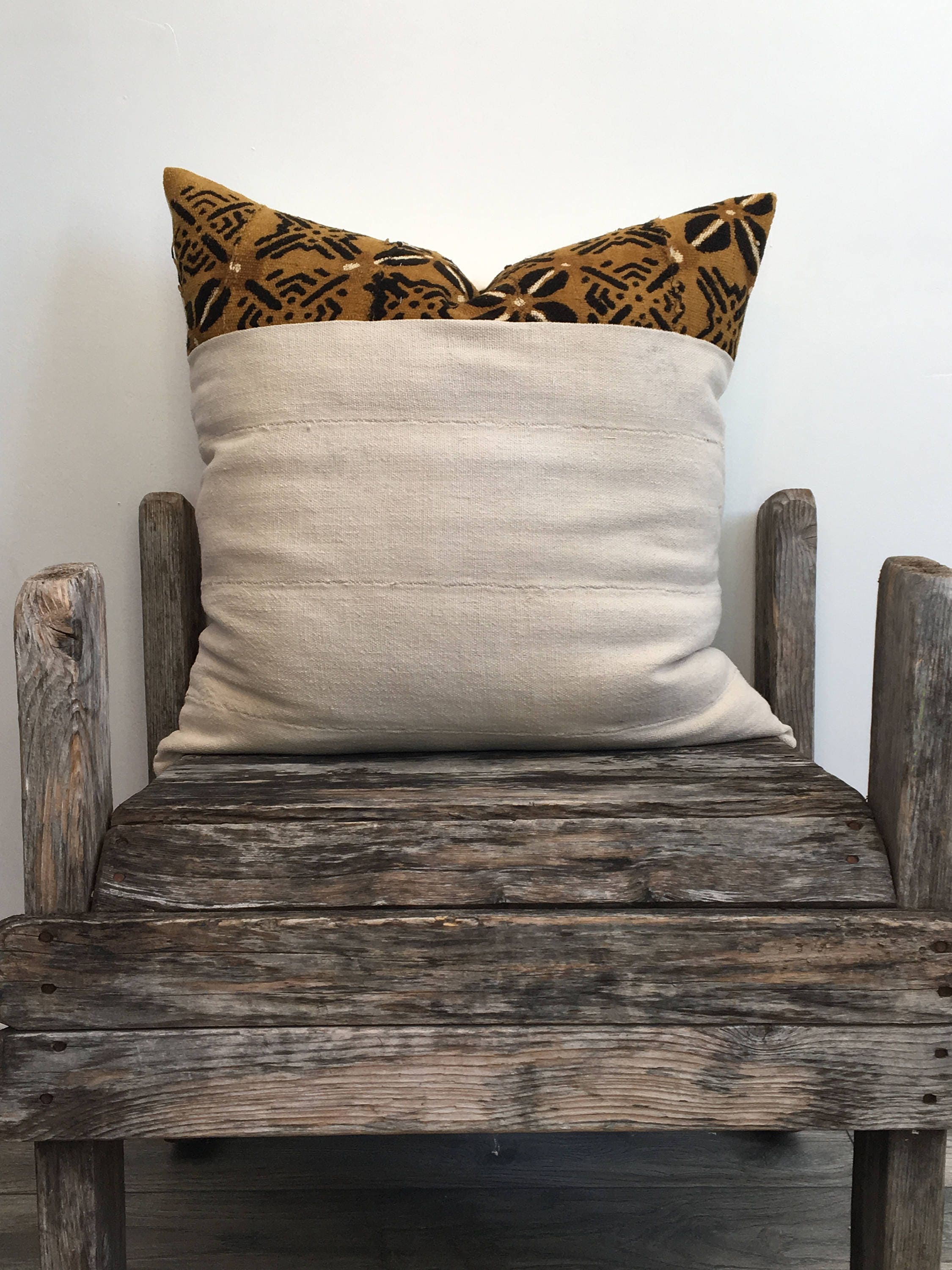 Color Block Pillow Mudcloth Pillow Covers 20x20 Natural and Etsy Canada