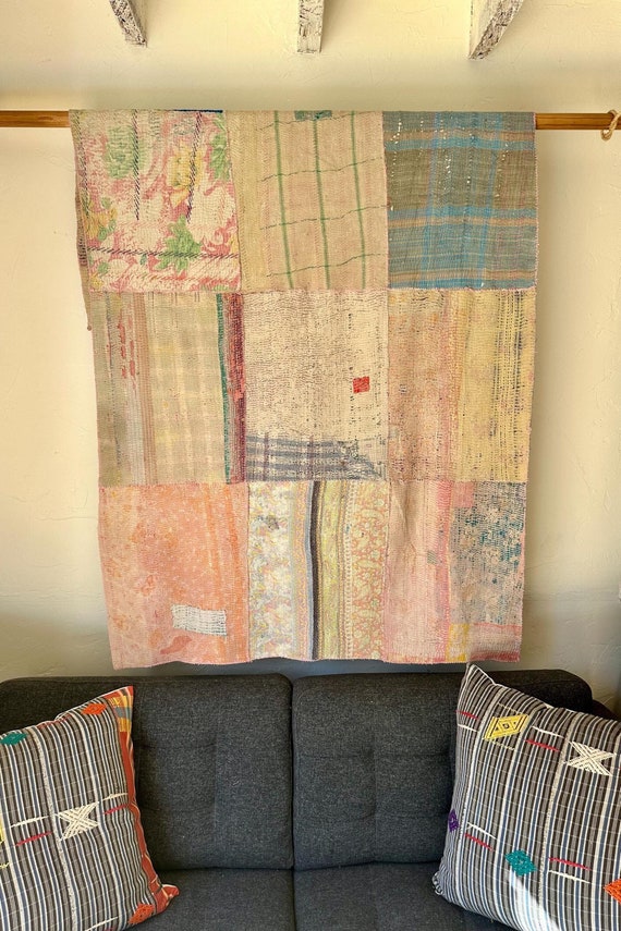 Vintage Bengali Kantha Throw - Double Size Vintage Bengali Kantha Throw - Double Size