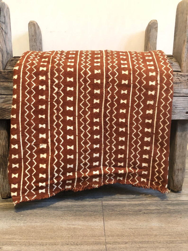 Rust Printed Mud Cloth Tribal Print Fabric In Color Wall Hanging Art African Textile Decor Mudcloth