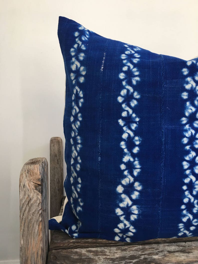 Stunning Blue Indigo Mud Cloth Pillow Hand Made in Etsy