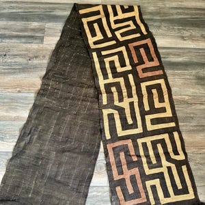 Long African Kuba Cloth: Raffia Textile Art from Congo
