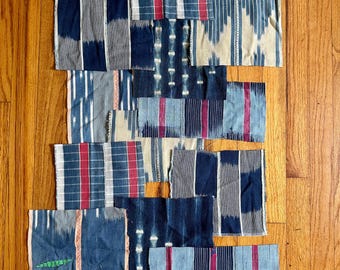 Quilting fabric, 12 pieces bundle set, ikat and plaid fabric, cross stitch, multicolor fabric, quilt kits, sewing projects