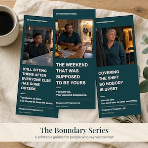 The Boundary Series, 6 Printable Guides for People Pleasers, Saying No, Over Explaining and Guilt, Boundaries Self Help PDF Set