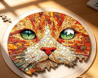 Acryl Puzzles Suncatcher Fensterbehang, Sonnenfänger Puzzle Gartendekoration für Frauen Männer Mama Geburtstagsgeschenk Wohnkultur (Sweet Cat)