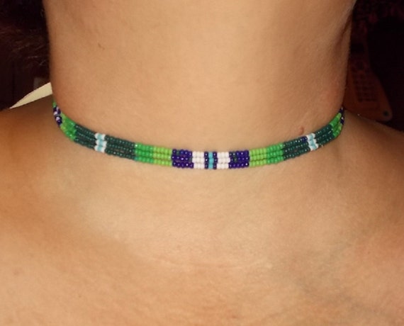 Native American Inspired Design Three Strand Beaded Choker | Etsy