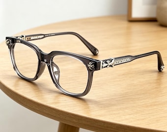 Gafas retro góticas Y2K con cruz, estilo punk, transparentes, grises, cuadradas, ideales para uso diario y con filtro de luz azul. Unisex.