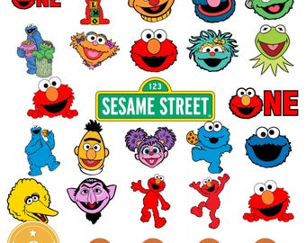 Street Monsters Characters Layered SVG, Elmo SVG Bundle, Street Monsters Faces, SVG Clipart Elmo and Friend, Birthday Clipart Digital Files