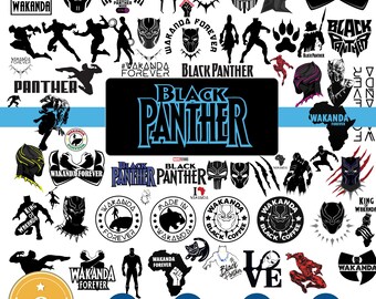 Black Panther Clipart Bundle: SVG, PNG, DXF Files for Cricut (printable craft supply)
