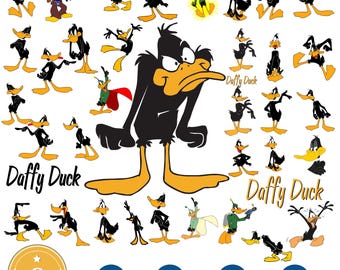 CuteDaffy Duck Files Svg Bundle - Layered Design Vector Files - SVG for cricut - PNG, DXF, Svg, Eps