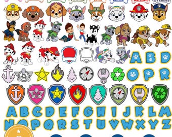 750+ Paw Dog  SVG PNG DXF Bundle, Kids Birthday Designs, Cricut Files, Silhouette, Sublimation Clipart, Paw Font, Printable Vector Pack