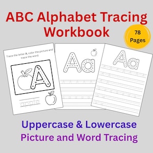 ABC Alphabet Tracing Workbook, Uppercase Lowercase Letters, Preschool Kindergarten PDF