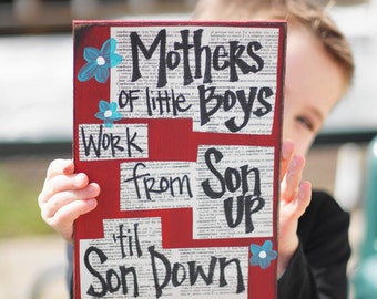 Mother's of little boys work from son up to son down handmade card