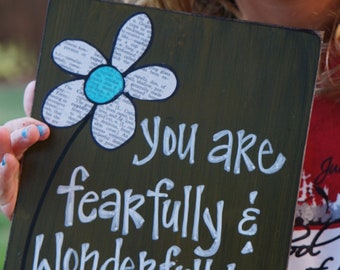 fearfully and wonderfully made handmade wood card