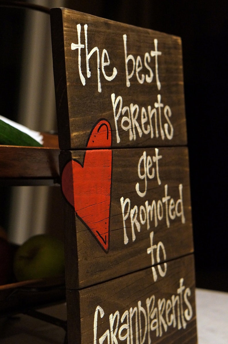 the best parents get promoted to grandparents reclaimed wood sign image 2