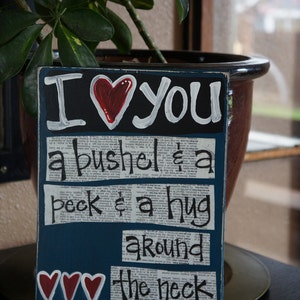 I love you a Bushel and a peck handmade mothers day wood card image 1