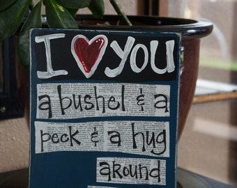 I love you a Bushel and a peck handmade mothers day wood card