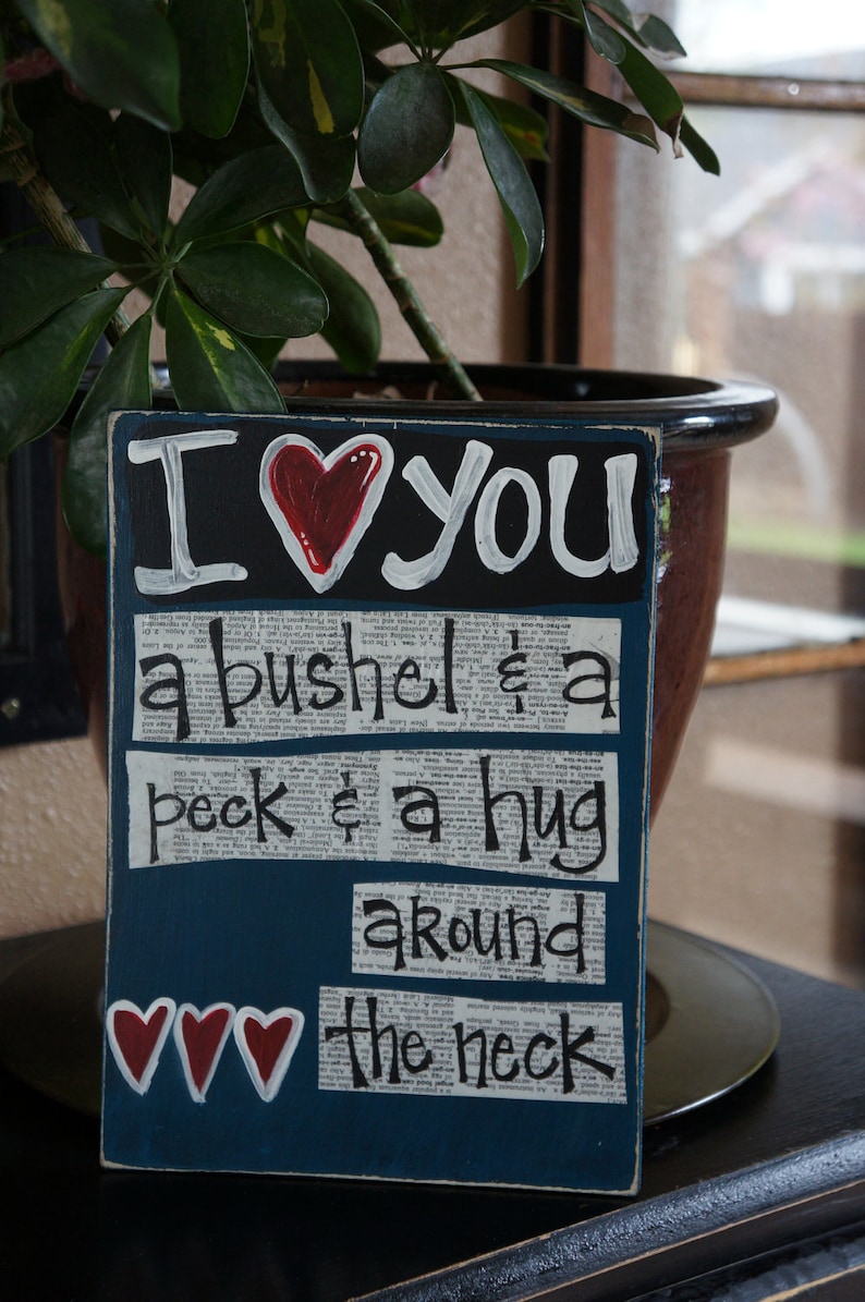 I love you a Bushel and a peck handmade mothers day wood card image 1