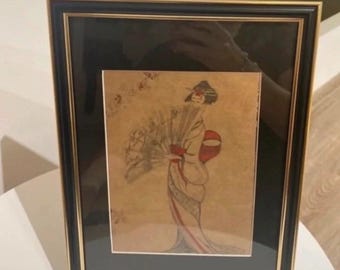 Drawing "Japanese woman with a fan"
