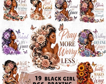 Black Girl Praying Clipart PNG, Prayer Woman, Bible Verse Sublimation