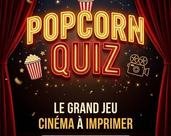 Quiz sui popcorn - Gioco di film stampabile - 50 domande per una serata in compagnia di amici, familiari, adulti e adolescenti - Curiosità sulla cultura pop e sui supereroi - PDF